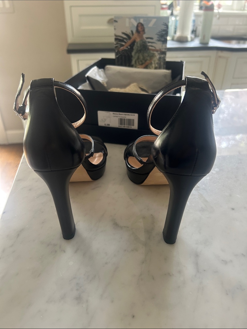 Inez Black Bianca capretto heels - Picture 6 of 8